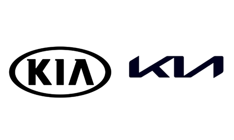 Logo cũ (trái) của hãng Kia và logo mới bị một số người đọc nhầm thành KN.
